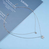 Necklace Butterfly Pendant Chain Women Rhinestone Jewelry Layered Clavicle